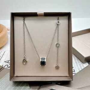 Bvlgari Stylish Silver and Black Necklace